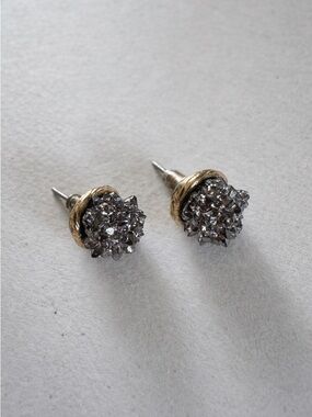 Kendra Scott Silver Druzy Cluster Stud Earrings with Gold Rim